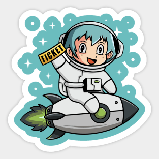 Little girl go to the moon Sticker